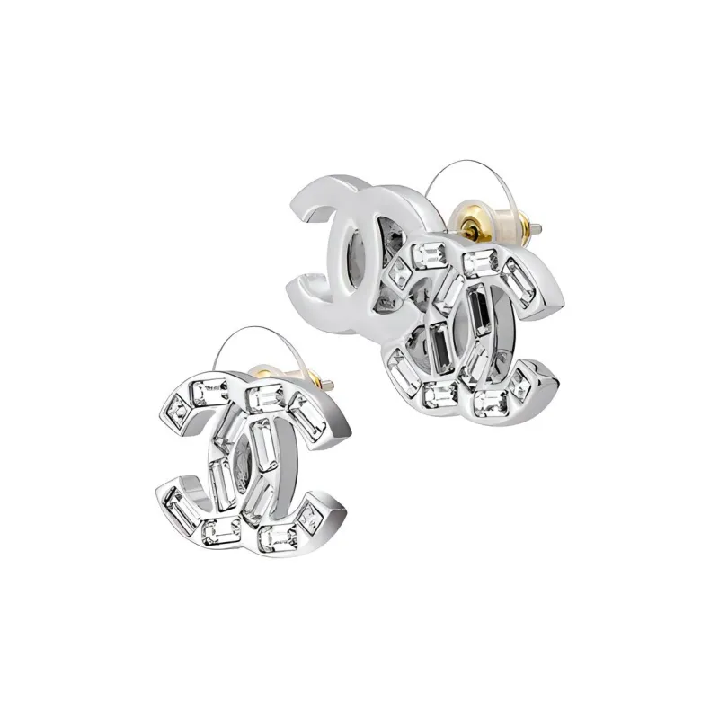 CHANEL Metal Earrings Women's Silver-2