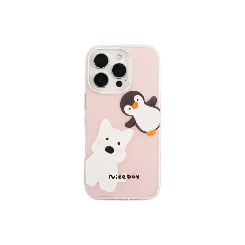 Sopi Acrylic Material 2 in 1 West Highland Penguin Phone Cases Compatible With IPhone 16/15 Pro Max/Apple 13/14 Pro/Max-2