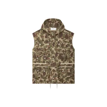 CELINE Camouflage Button Detailed Drawstring Gilet