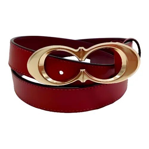 COACH Emblem Smooth Buckle Leather Belts Women's Red Width: 2.5CM
