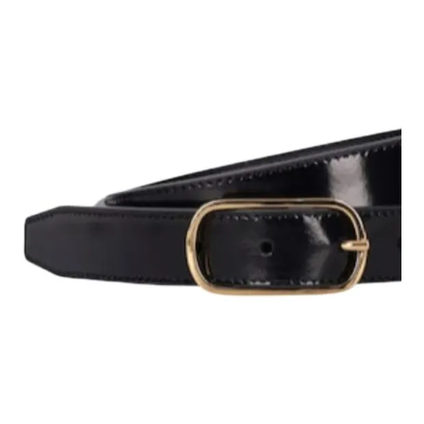 TOTEME Metal Leather Belts Unisex Black Width 2.5CM-2