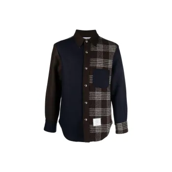 THOM BROWNE Panelled Collared Button-Up Shirt