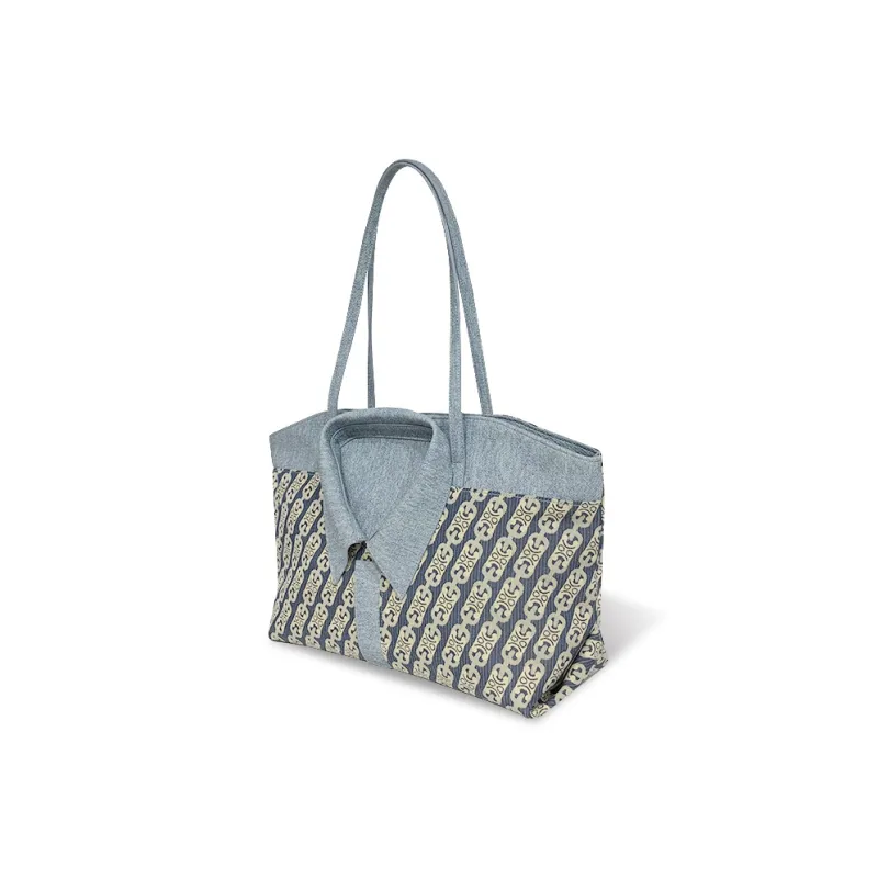 MACK JODAER Microfiber Synthetic Leather Tote Bag, Shoulder Bag Regular Women's Denim Blue-2