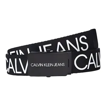 CK/Calvin Klein Letter Logo Smooth Buckle Belt Men's Black
