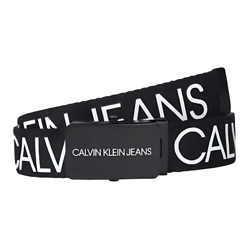CK/Calvin Klein Letter Logo Smooth Buckle Belt Men's Black-0