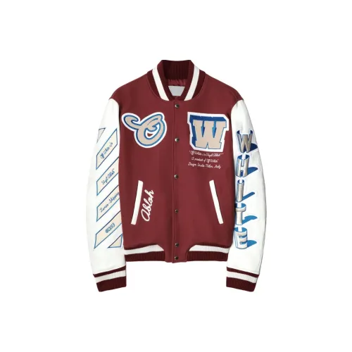 OFF WHITE Varsity Wool Blend Bomber Jacket