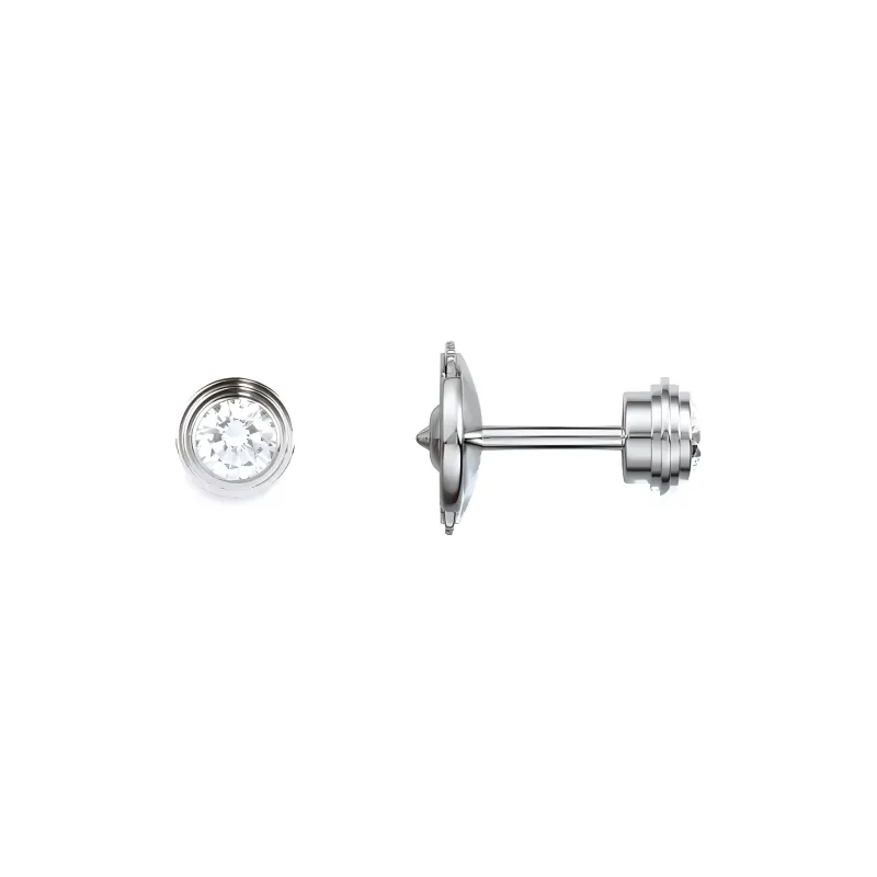 CARTIER 18K White Gold Single Diamond Stud Earrings Unisex-1