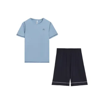 Red Bean Pajama Set Men's Misty Blue