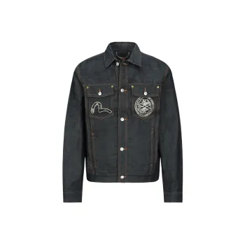 EVISU Denim Jackets Men Dark Blue