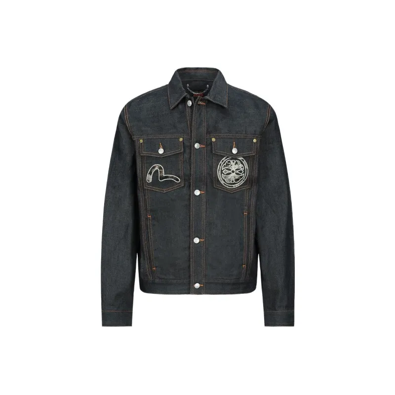 EVISU Denim Jackets Men Dark Blue-0