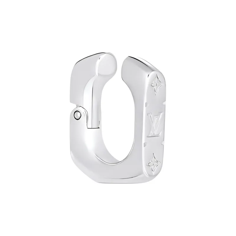 LOUIS VUITTON Brass Clip On Earrings Men's Silver-2