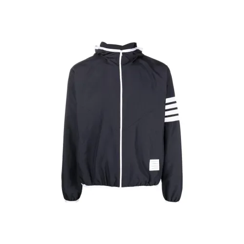 THOM BROWNE 4 Bar Zip Up Hooded Jacket