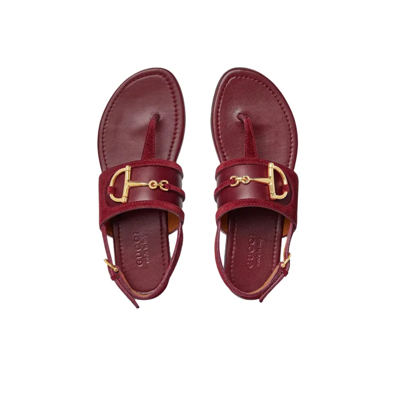 GUCCI Horsebit One Strap Sandals Women's Red-2