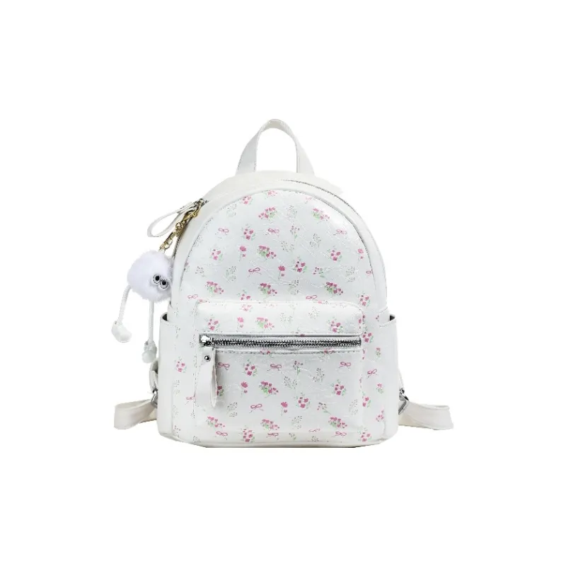 Single Warehouse PU Backpack Women's White/Silver/Black-0