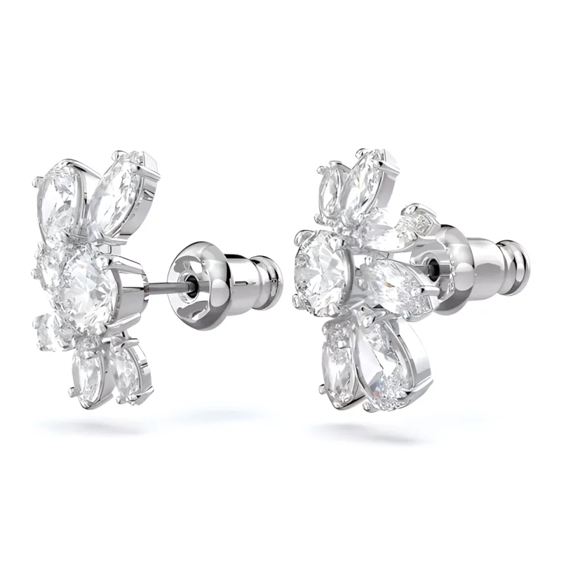 Swarovski Gema Rhodium Plated Stud Earrings Women's-2