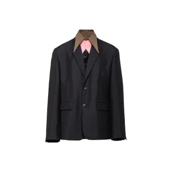 PRADA Detachable Collar Single Breasted Blazer