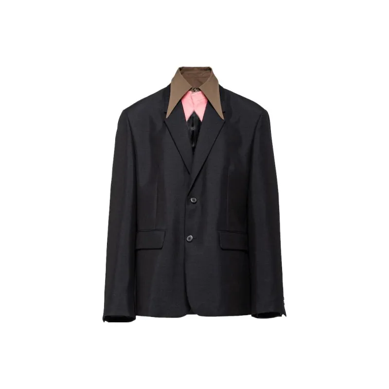 PRADA Detachable Collar Single Breasted Blazer-0