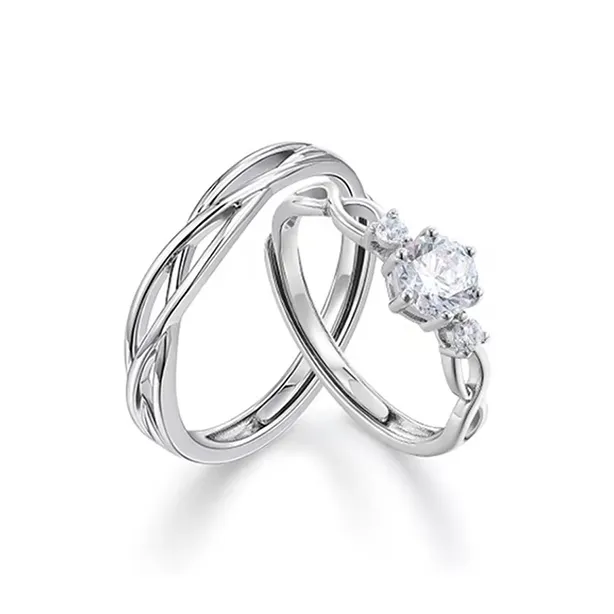 Modern Miracle 999 Fine Silver Ring Pair Unisex-0