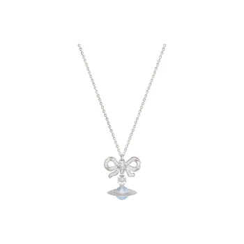 Vivienne Westwood Platinum Bowknot Blue Globe Saturn Pendant Necklace Women's Silver/Blue