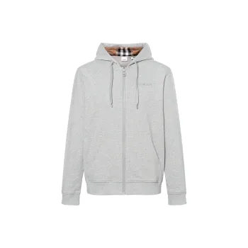 Burberry Hove Check Embroidery Logo Zip Hoodie
