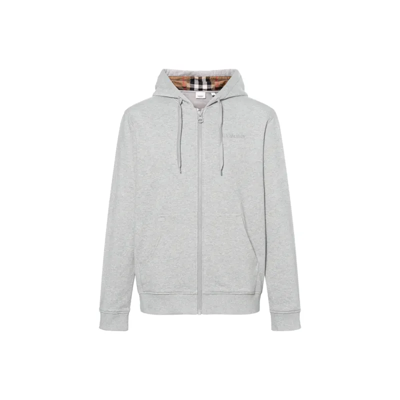 Burberry Hove Check Embroidery Logo Zip Hoodie-0