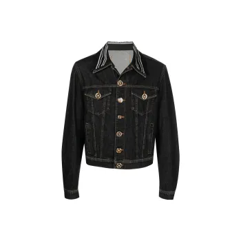 VERSACE Denim Jackets Men Black