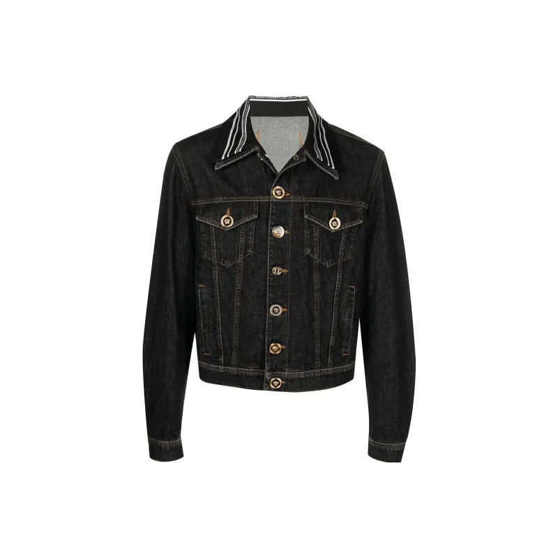 VERSACE Denim Jackets Men Black-0