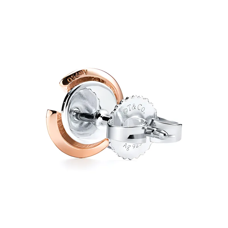 TIFFANY & CO. 18K Rose Gold With 925 Sterling Silver Stud Earrings Unisex-2