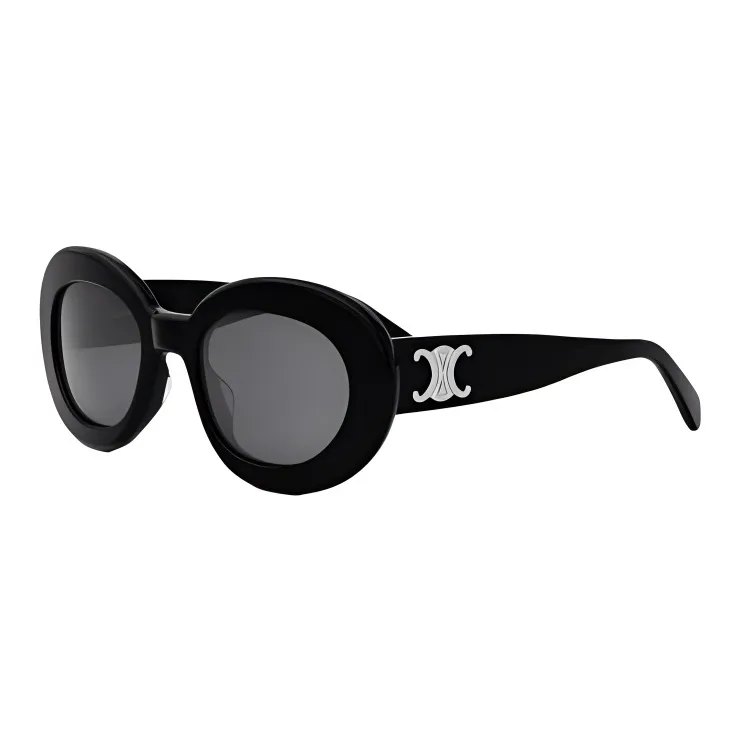 CELINE Acetate Oval Sunglasses Men's Black-0