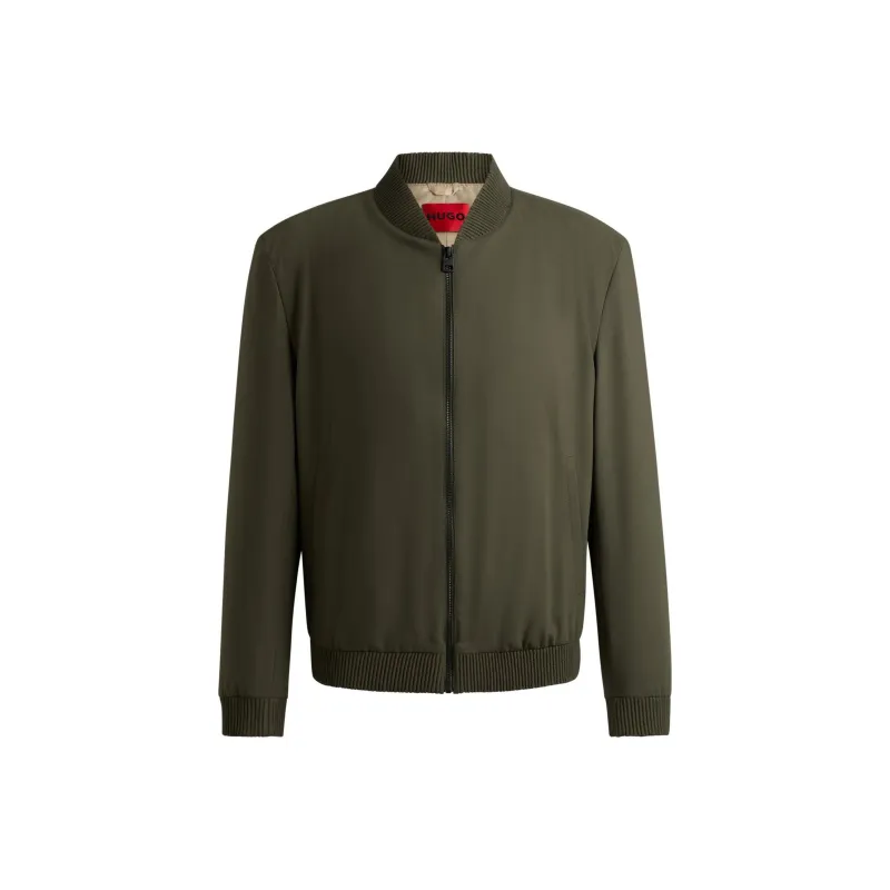 HUGO BOSS Slim-Fit Jacket In Performance-Stretch Cloth Jackets Coats Men's Green-0
