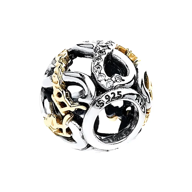 Pandora 925 Sterling Silver 18K Gold Cubic Zirconia Pendants Unisex Silver-2