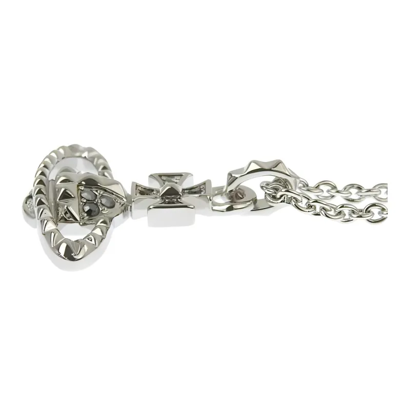 Vivienne Westwood Brass Necklace Gunmetal Gray Rhinestone Inlay Limited Edition Men's Silver/gun Grey-3