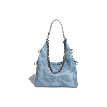 Vigno Synthetic Leather Tote Shoulder Armpit Bag Women's Blue/Dark Blue