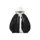 Black Coat+White Sweatshirt