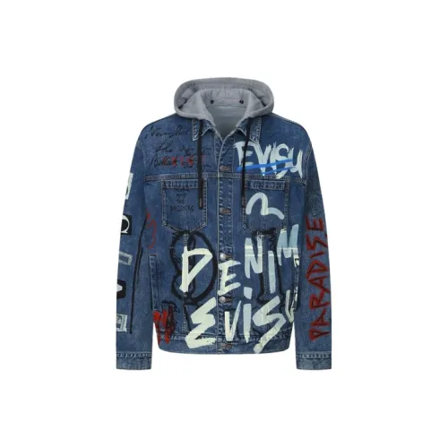 EVISU Denim Jackets Men Denim Blue