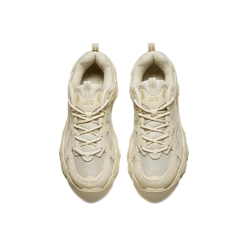 CHAOJIANTA Anti Slip Wear Resistant Low Top Chunky Sneakers Women's Beige-2