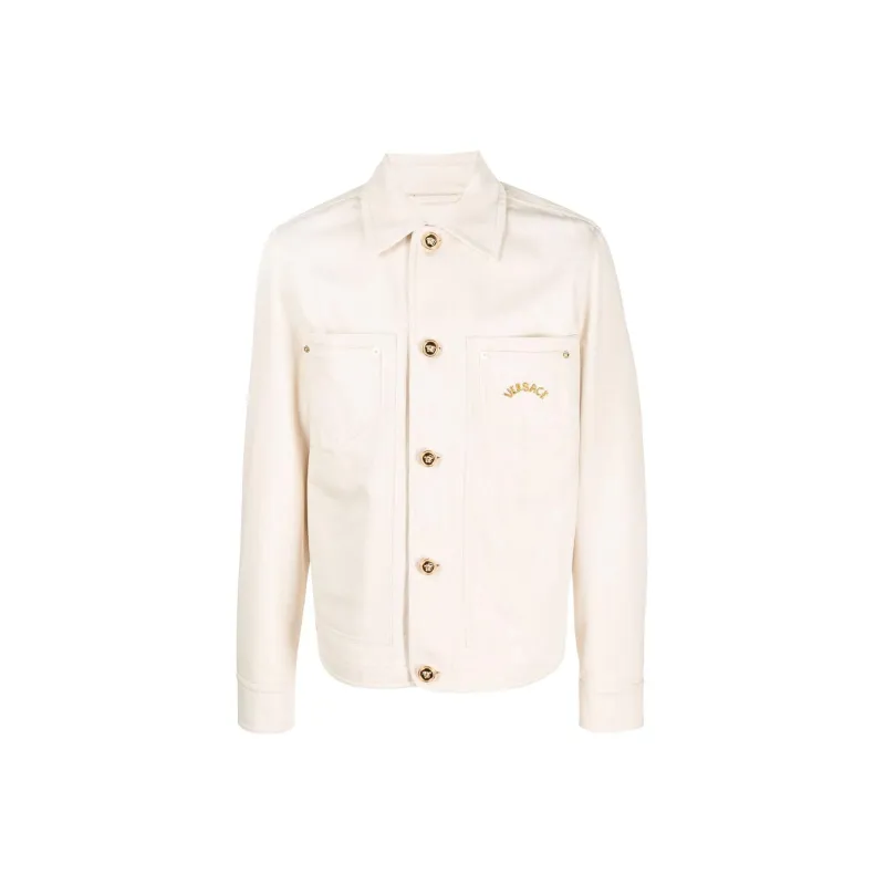 VERSACE Logo print Cotton Shirt Jacket-0