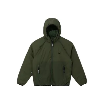 New Era FW21 Solid Color Hooded Fitted Moderate Regular Edition Puffer Jacket Unisex Olive Green