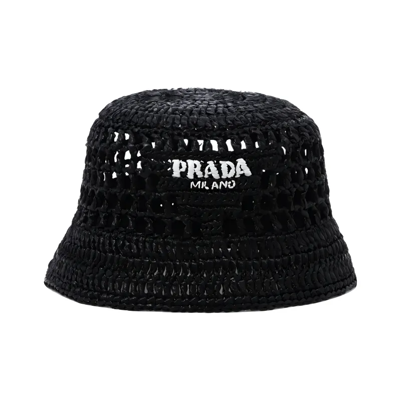 PRADA Raffia Bucket Hat-0