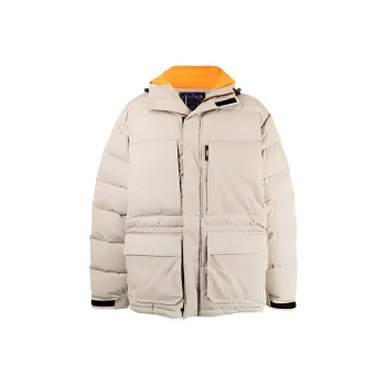 MSGM FW21 Solid Color Hooded Thickened Puffer Jacket Men's Light Brown