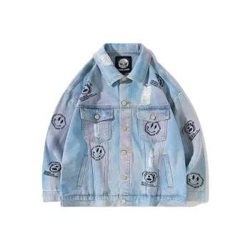 LAMLICKA Loose Fit Denim Jacket Unisex Blue