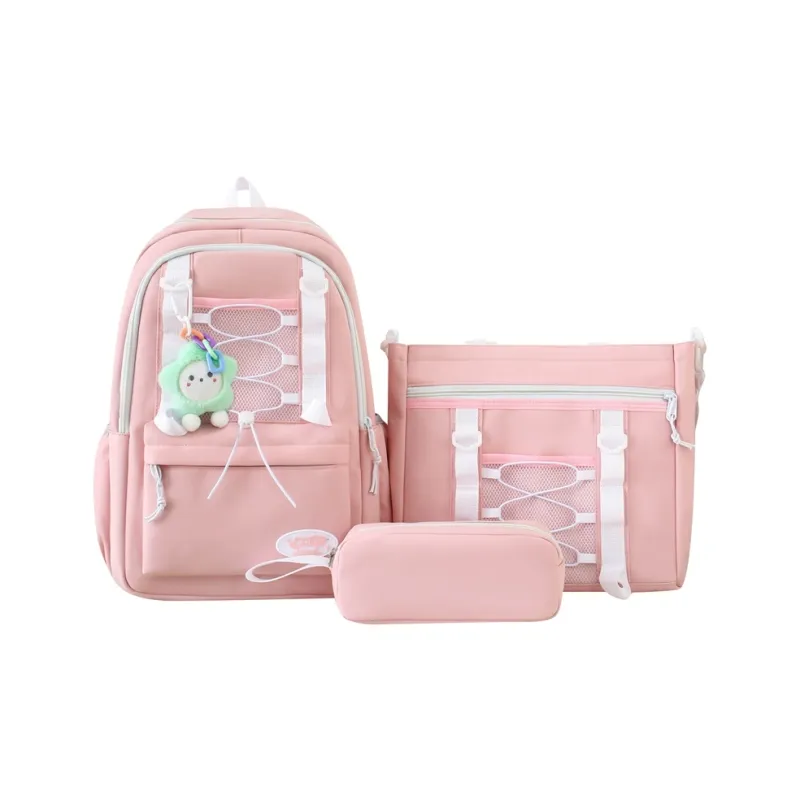 OUZIHUANG Nylon Backpack Combo Set Women's Green/Pink/Yellow/Blue/Black/Purple-1
