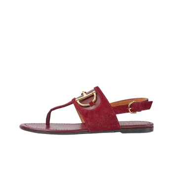 GUCCI Horsebit One Strap Sandals Women's Red
