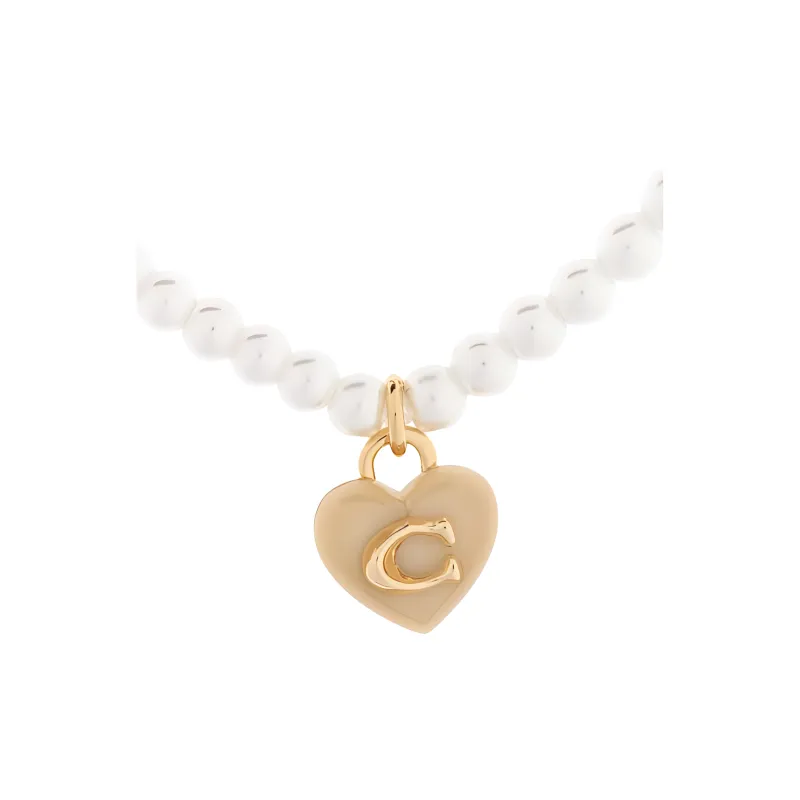 COACH Heart Logo Plaque Charm Bracelet-0