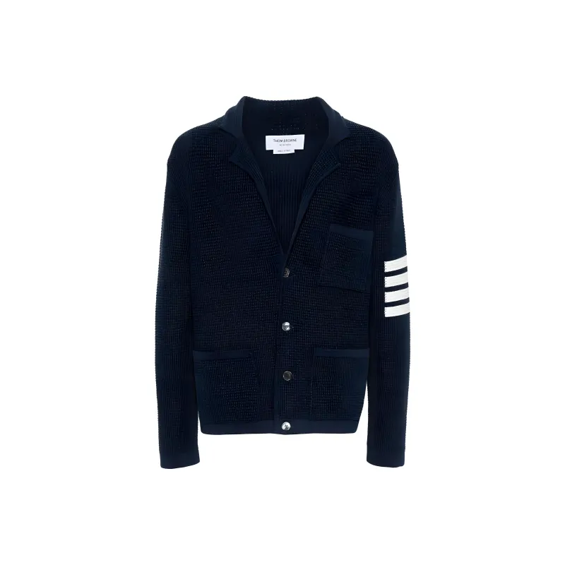 THOM BROWNE Notched lapels Drop shoulder Cardigan-0