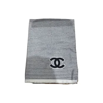 CHANEL Knit Scarves Unisex Gray
