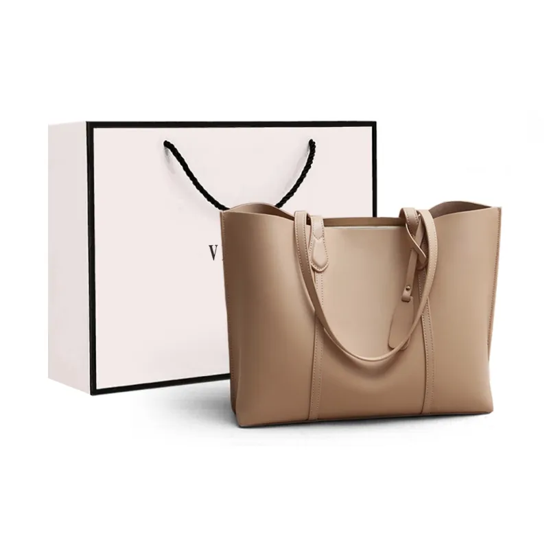 VINEY Cow Leather Shoulder Bag, Tote Bag, Shopping Bag Large Size Women's Smoke Gray-11