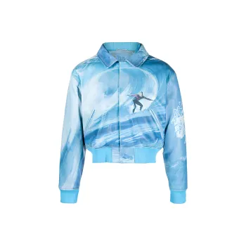 ERL Printed Leather Bomber Jacket