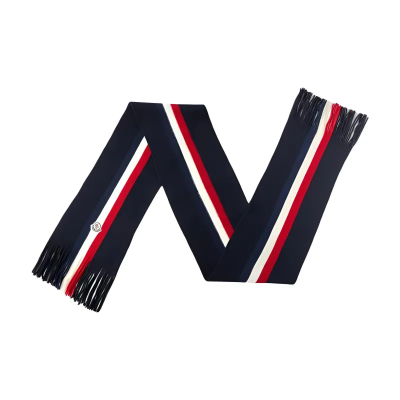 Moncler Wool Knit Scarves Men's Navy-0