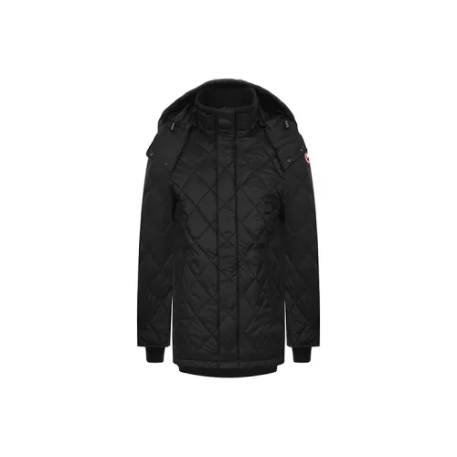 Canada Goose Hendriksen Series Solid Color Hooded Mid Length Down Jacket Men's Black